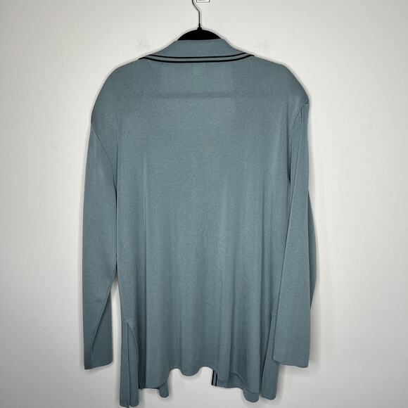 Misook Sweater Womens 1X Blue Open Front Cardigan Contrast Trim Long Sleeve - Picture 9 of 12